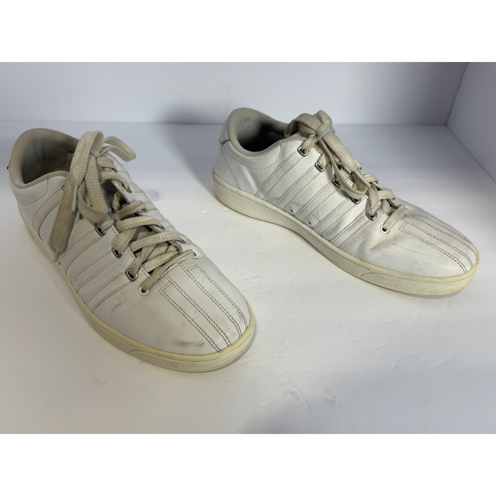 K-Swiss Classic VN Mens White Leather Low Top Tennis Sneakers Five Stripe Shoes
